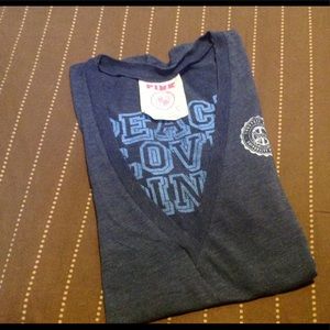 Cute VS Pink v neck t-shirt-blue